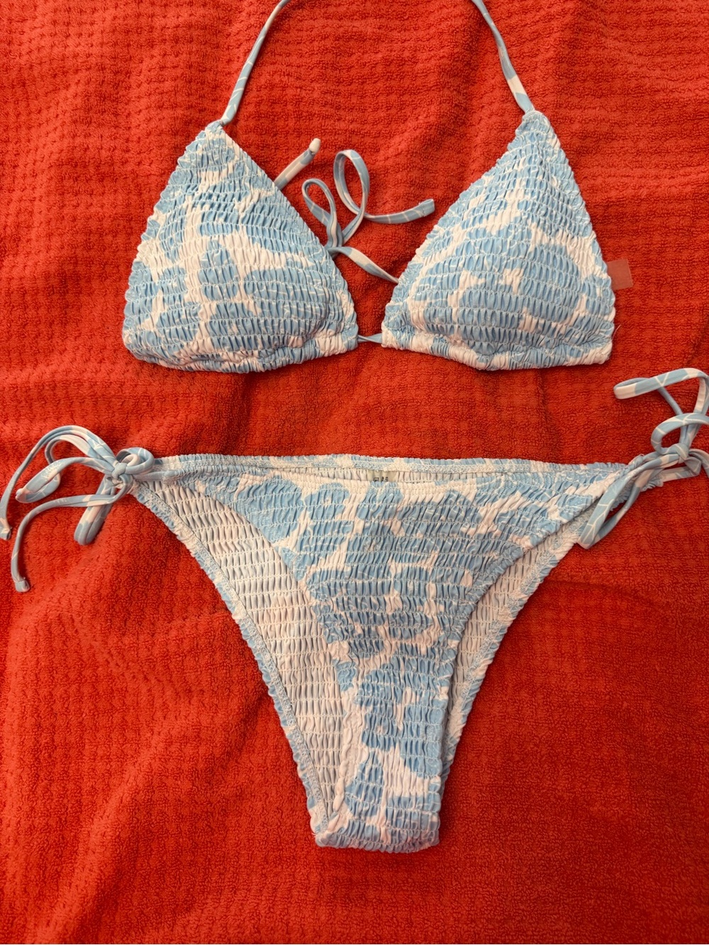 Blue and White Smocked Bikini